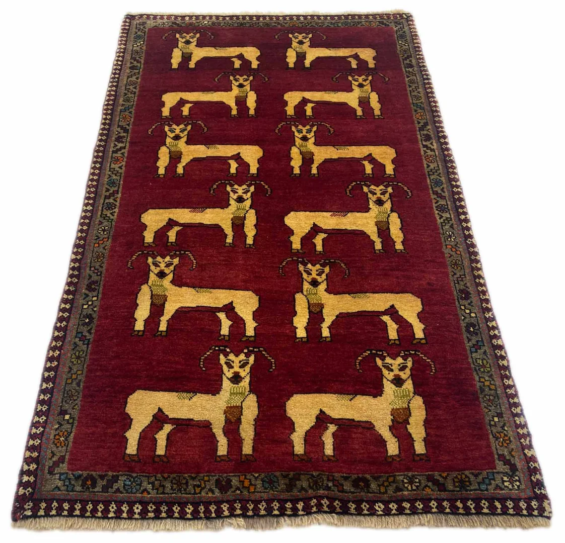 Gabbeh - Shuli Teppich 177 x 110 cm, ausgefallene Muster, 90.000 - 180.000 Knoten/m², handgeknüpft, Perserteppich