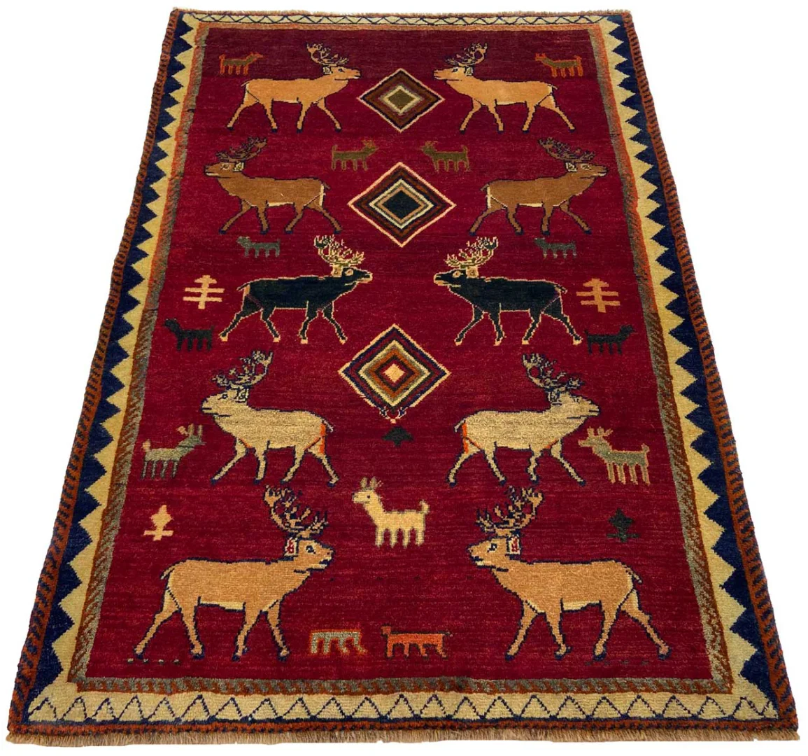 Gabbeh - Shuli Teppich 177 x 124 cm, Knotendichte 90.000 - 180.000/m², ausgefallene Muster auf glanzvoller Schurwolle, handgeknüpft, Perserteppich