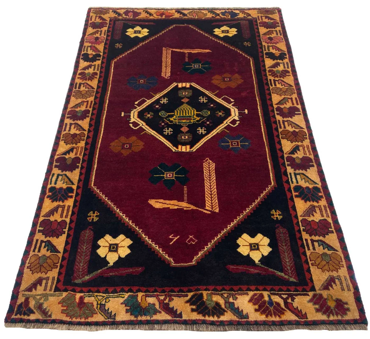 Gabbeh 180 x 117 cm – Gabbeh Shuli mit ausgefallenen Mustern und 90.000 - 180.000 Knoten/m² – handgeknüpft – Perserteppich