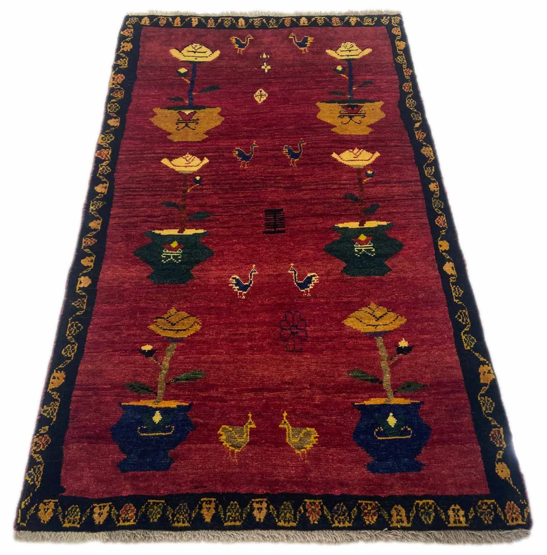 Gabbeh 182 x 107 cm - Knotendichte 90.000 - 180.000 / m² - Ausgefallene Muster auf glanzvoller Schurwolle - handgeknüpft - Perserteppich