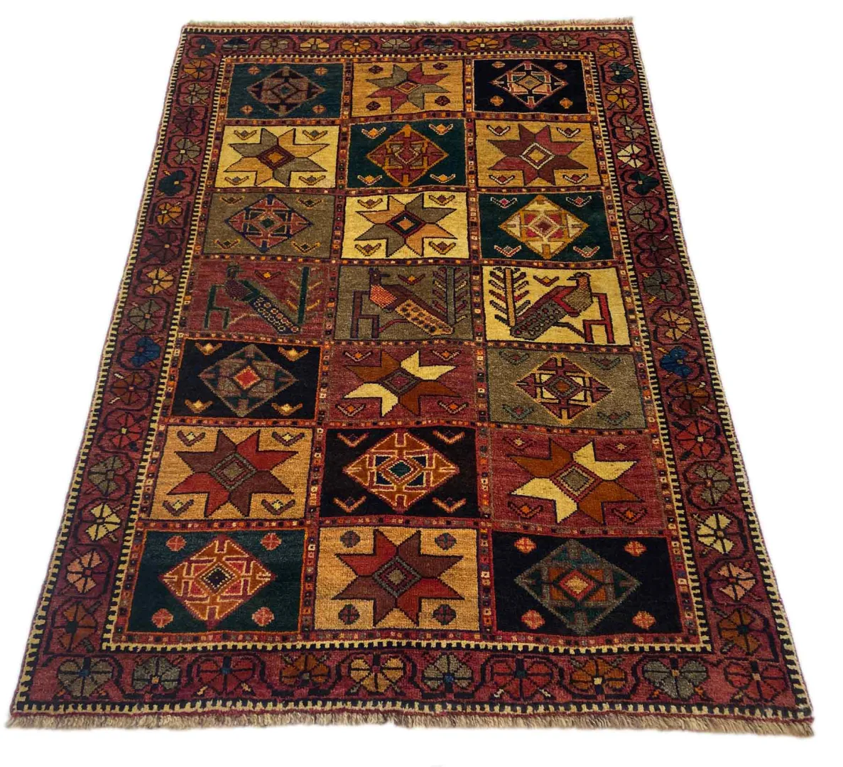 Gabbeh - Shuli Teppich 184 x 124 cm, 90.000 - 180.000 Knoten/m², ausgefallene Muster auf glanzvoller Schurwolle, handgeknüpft, Perserteppich