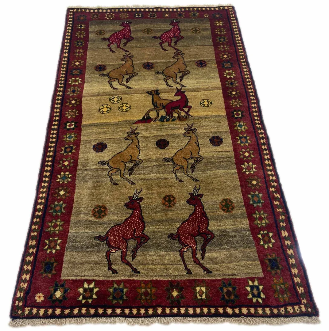 Gabbeh - Shuli Teppich 187 x 105 cm, ausgefallene Muster, 90.000 - 180.000 Knoten/m², handgeknüpft, Perserteppich
