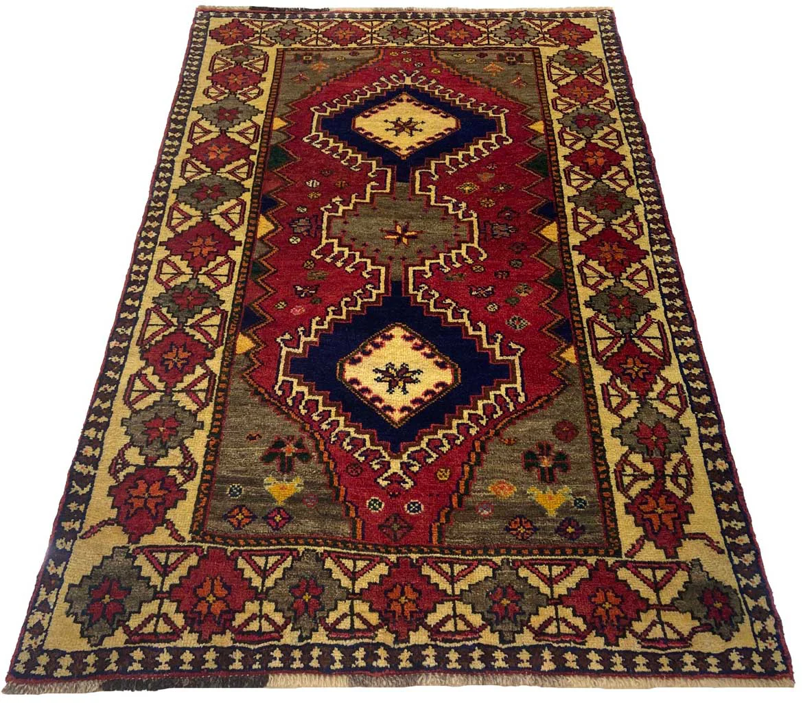 Gabbeh - Shuli Teppich 187 x 123 cm, Knotendichte 90.000 - 180.000/m², ausgefallene Muster auf glanzvoller Schurwolle, handgeknüpft, Perserteppich