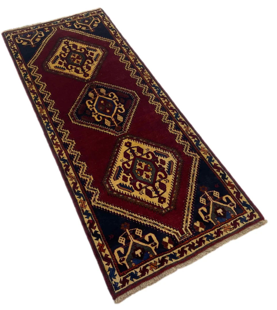 Gabbeh Shuli Teppich 187 x 84 cm, 90.000 - 180.000 Knoten, ausgefallene Muster auf glanzvoller Schurwolle, handgeknüpft, Perserteppich