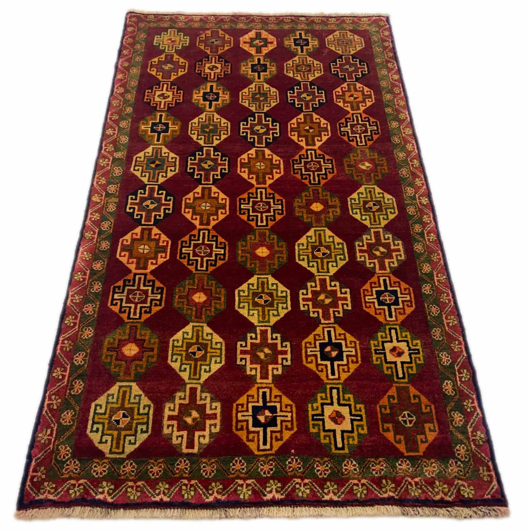 Gabbeh Teppich 190 x 107 cm - Knotendichte: 90.000 - 180.000/m² - Ausgefallene Muster auf glanzvoller Schurwolle - Handgeknüpft - Perserteppich