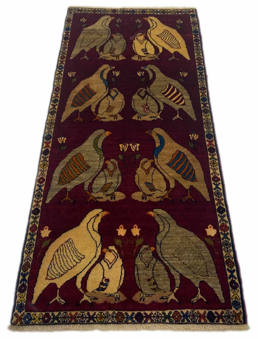 Gabbeh - Shuli Teppich 193 x 85 cm, ausgefallene Muster, Knotendichte 90.000 - 180.000 / m², handgeknüpft, Perserteppich