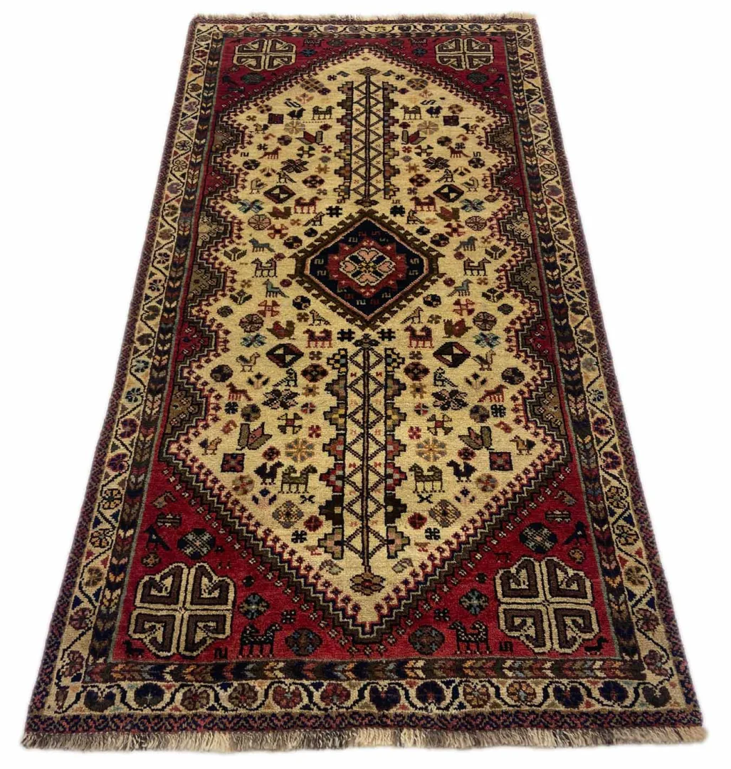 Gabbeh 194 x 100 cm - Knotendichte: 90.000 - 180.000/m² - Ausgefallene Muster auf glanzvoller Schurwolle - handgeknüpft - Perserteppich