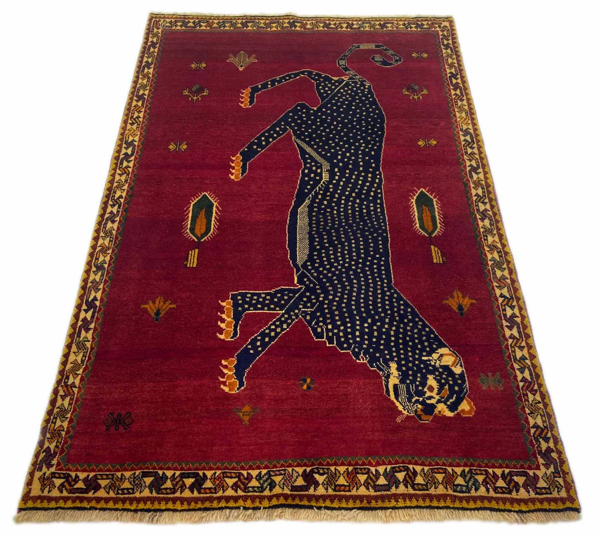 Gabbeh - Shuli 195 x 127 cm, Knotendichte: 90.000 - 180.000 / m², Ausgefallene Muster auf glanzvoller Schurwolle, handgeknüpft, Perserteppich