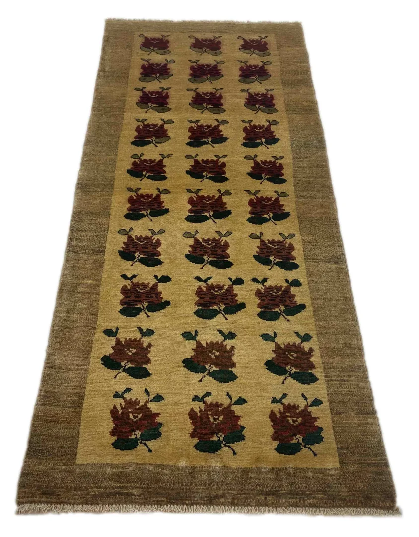 Gabbeh Teppich 195 x 82 cm - Hochflor, abstraktes Design, handgeknüpft, Perserteppich Läufer