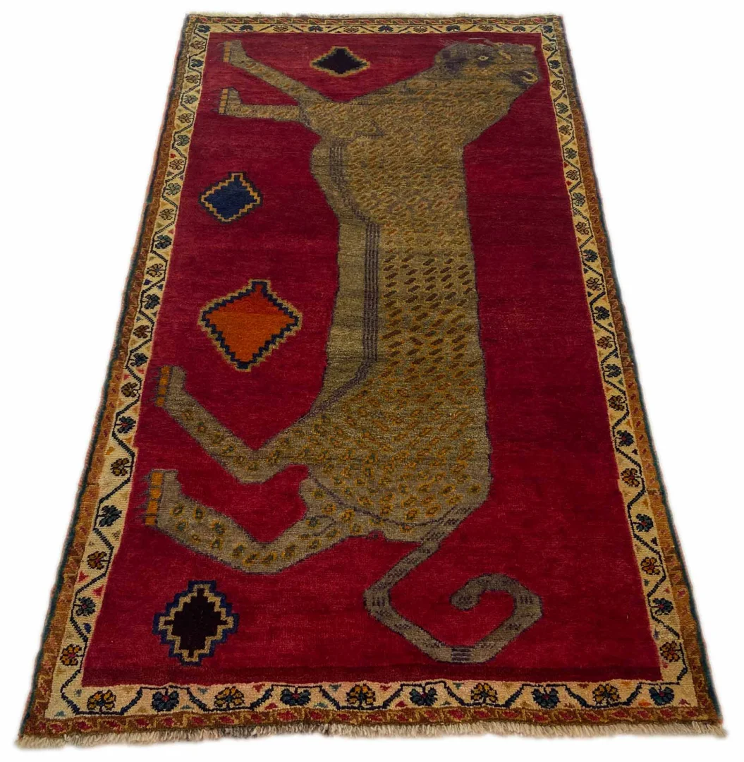 Gabbeh Shuli Teppich 198 x 110 cm – Ausgefallene Muster, Knotendichte 90.000-180.000/m², handgeknüpft, Perserteppich Läufer