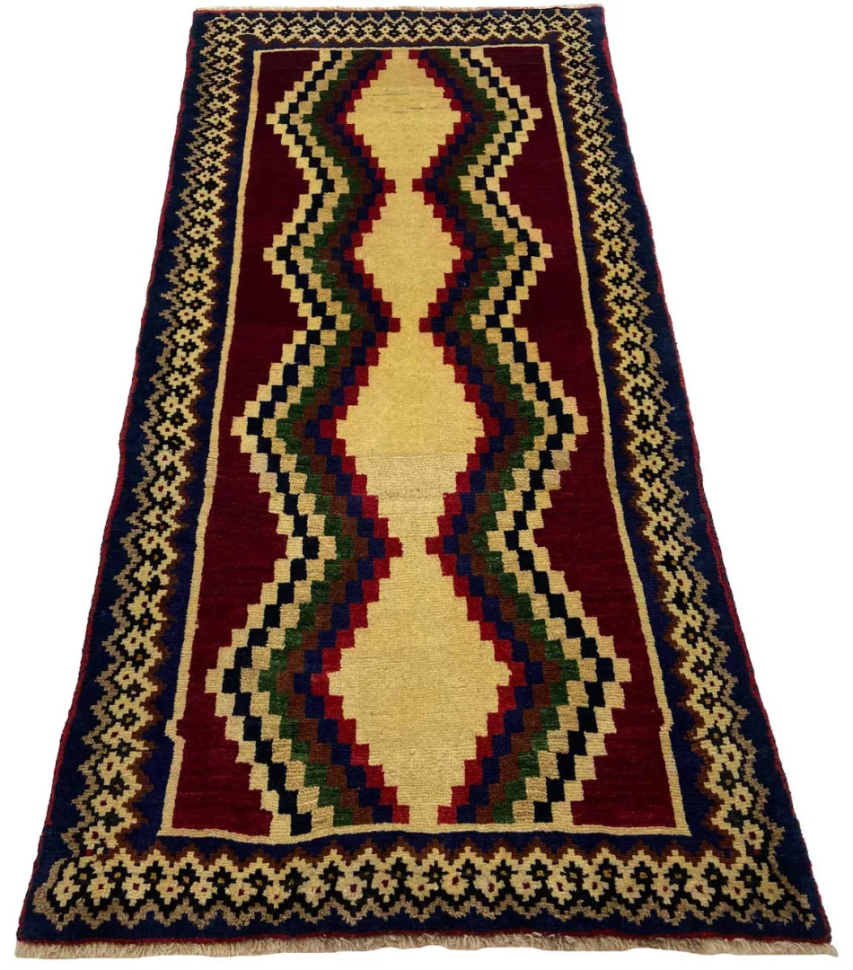 Gabbeh - Shuli 200 x 94 cm, 90.000 - 180.000 Knoten, ausgefallene Muster auf glanzvoller Schurwolle, handgeknüpft, Perserteppich Läufer
