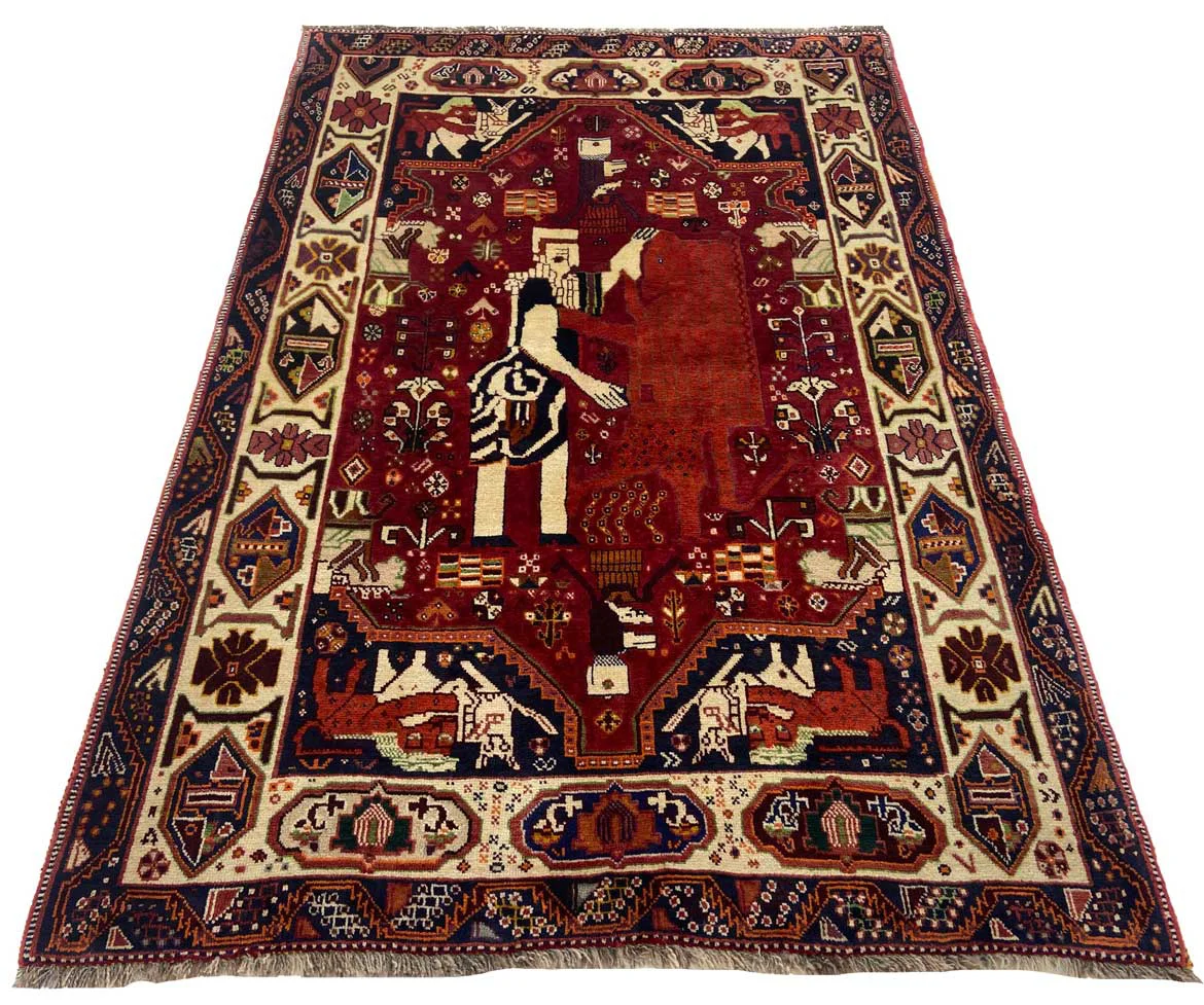 Gabbeh 200 x 135 cm – Gabbeh - Shuli mit ausgefallenen Mustern, Knotendichte 90.000 - 180.000/m², handgeknüpft, Perserteppich