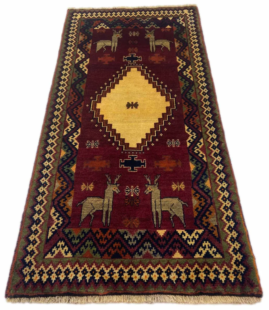 Gabbeh 200 x 96 cm - Ausgefallene Muster, Knotendichte 90.000 - 180.000/m², handgeknüpft, Perserteppich Läufer