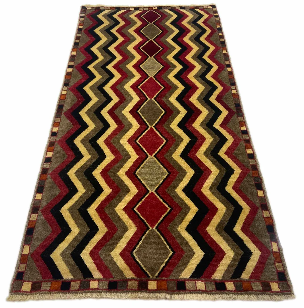 Gabbeh - Shuli Teppich 201 x 102 cm, 90.000 - 180.000 Knoten/m², Ausgefallene Muster auf glanzvoller Schurwolle, handgeknüpft, Perserteppich Läufer