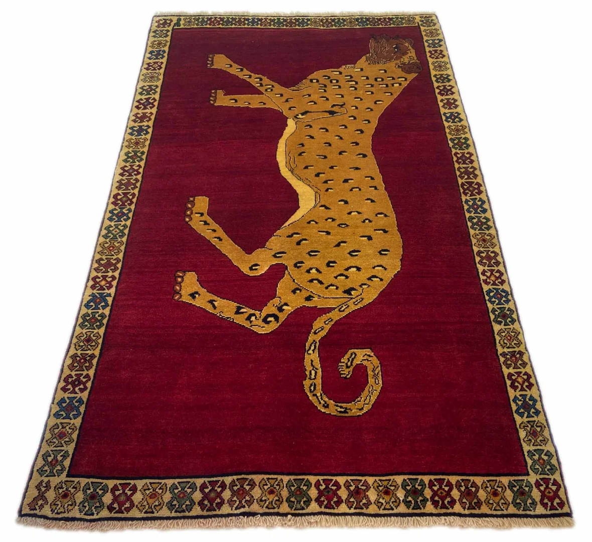 Gabbeh Teppich 209 x 125 cm - Knotendichte: 90.000 - 180.000 / m² - Ausgefallene Muster auf glanzvoller Schurwolle - handgeknüpft - Perserteppich