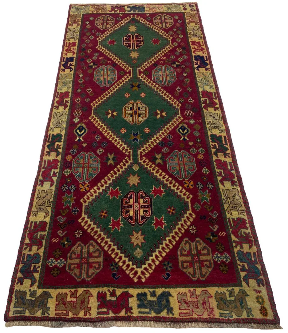 Gabbeh 222 x 96 cm | Knotendichte: 90.000 - 180.000/m² | Ausgefallene Muster auf glanzvoller Schurwolle | handgeknüpft | Perserteppich Läufer