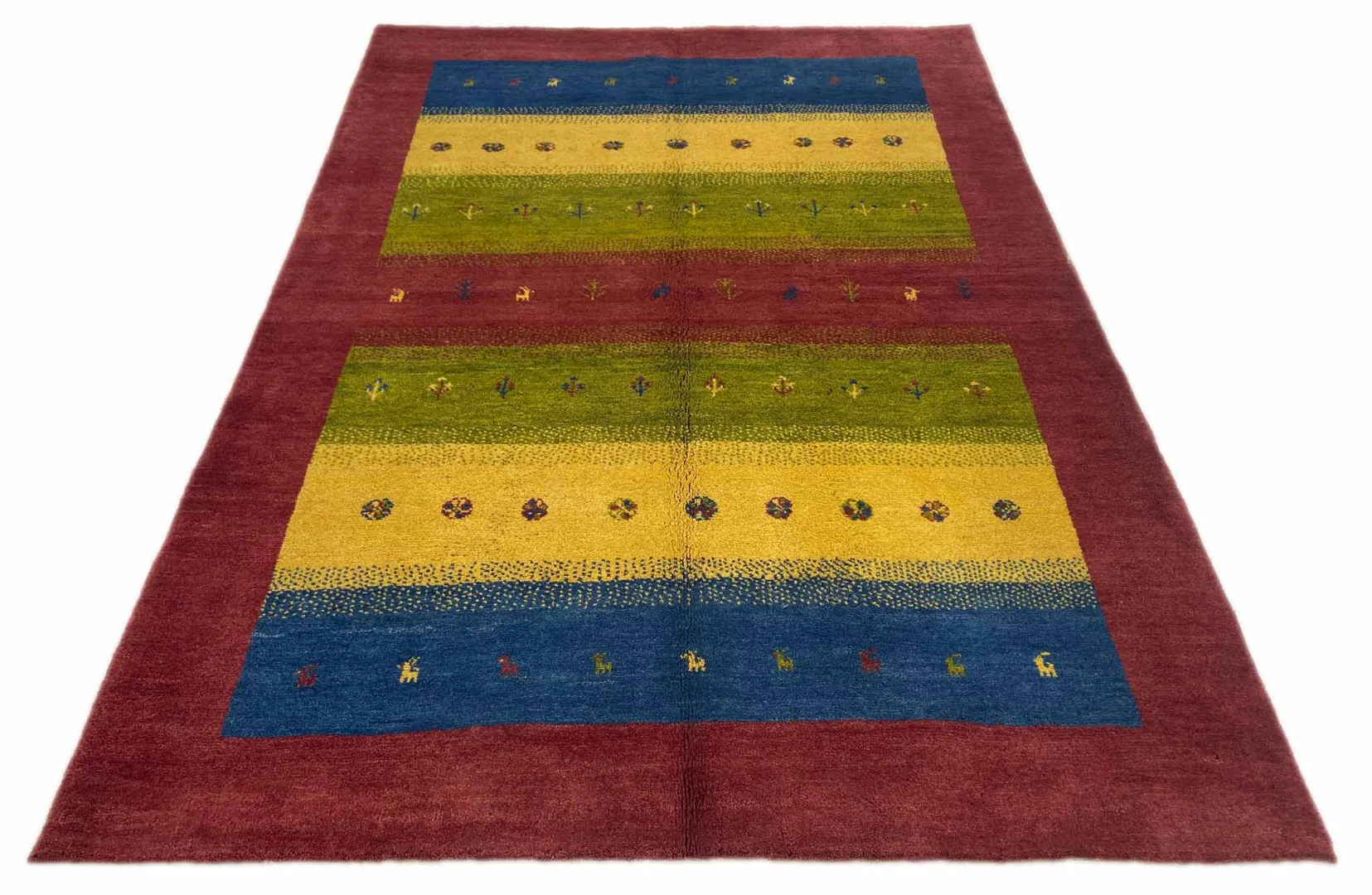 Gabbeh Teppich 233 x 167 cm – Hoher, weicher Flor mit abstraktem Design, 50.000 Knoten/m², handgeknüpft, Perserteppich