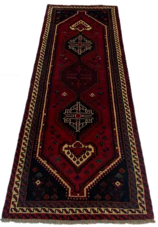 Gabbeh - Shuli Teppich 238 x 90 cm, Knotendichte 90.000 - 180.000/m², ausgefallene Muster auf glanzvoller Schurwolle, handgeknüpft, Perserteppich Läufer