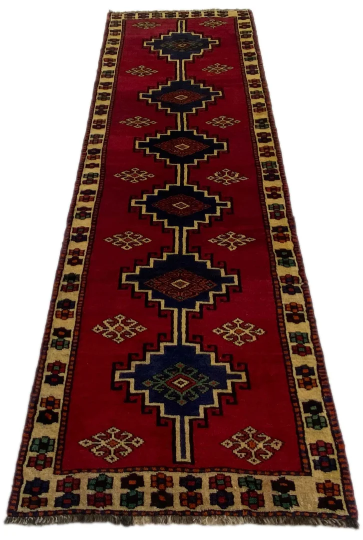 Gabbeh - Shuli 290 x 90 cm, ausgefallene Muster, Knotendichte 90.000 - 180.000/m², handgeknüpft, Perserteppich Läufer