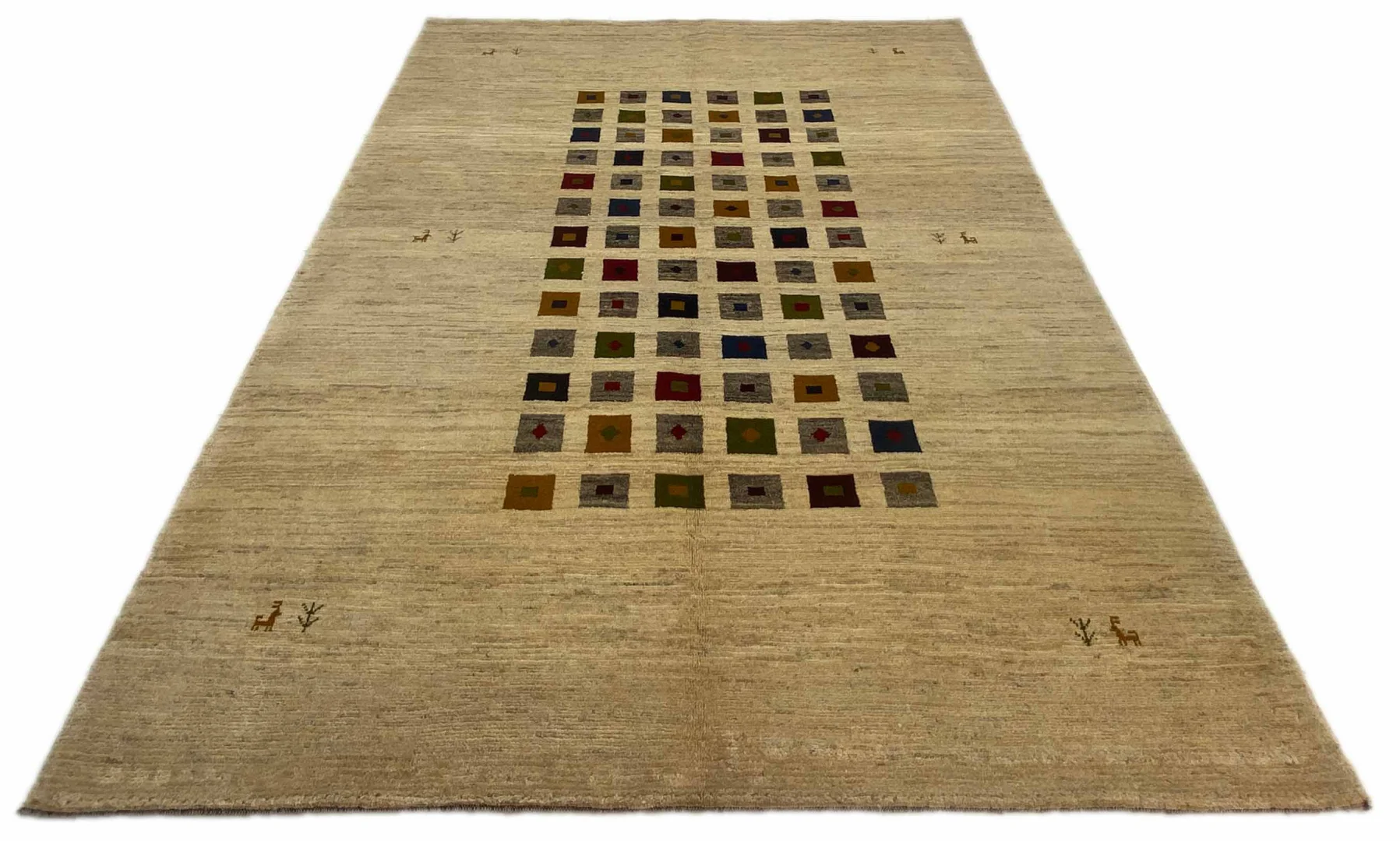 Gabbeh Perserteppich 292 x 202 cm, Knotendichte: 50.000 - 180.000 Knoten/m², weicher Flor, abstraktes Design, handgeknüpft Läufer
