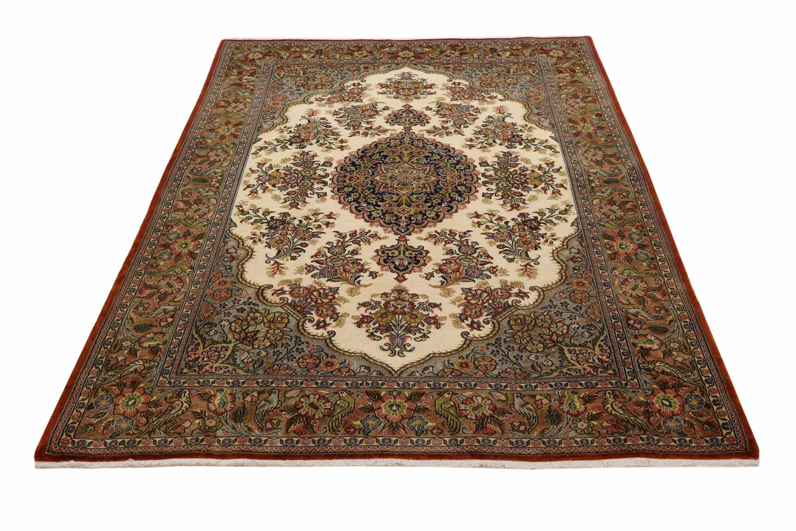 Ghom Perserteppich 208 x 140 cm – Hochwertige Knotendichte von ca. 300.000-400.000 Knoten/m² – Medaillon-Design – handgeknüpft