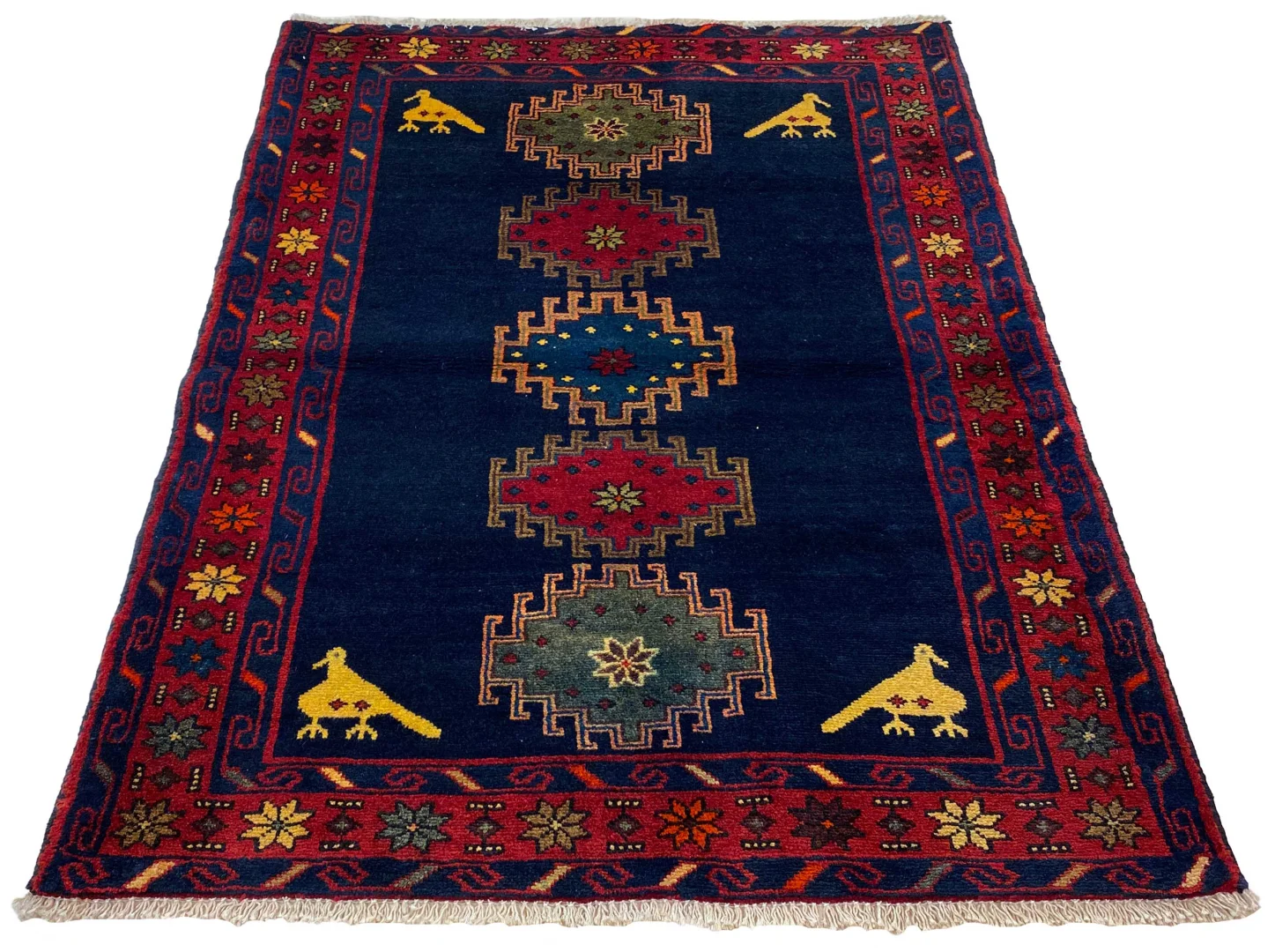 Hamadan Perserteppich 144 x 110 cm - Handgeknüpft, hohe Knotenzahl - Traditionelles Design, exquisite Farben und Muster - handgeknüpft, Perserteppich