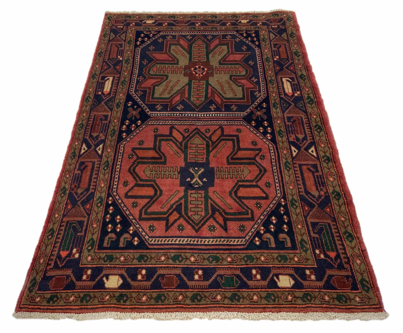 Hamadan Perserteppich 185 x 124 cm - Knotendichte 100.000 - 350.000 Knoten/m², widerstandsfähiges Wollmaterial, vielfältige Designs - handgeknüpft, Perserteppich