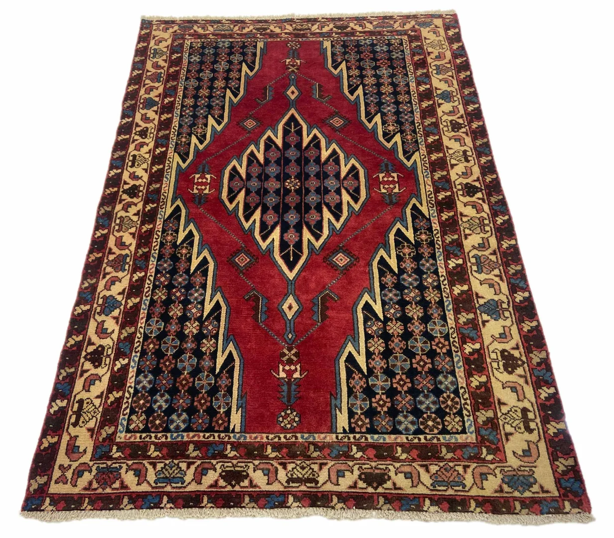Hamadan Teppich 187 x 128 cm – 100.000 - 350.000 Knoten/m², widerstandsfähiges Wollmaterial, vielfältige Designs, handgeknüpft, Perserteppich