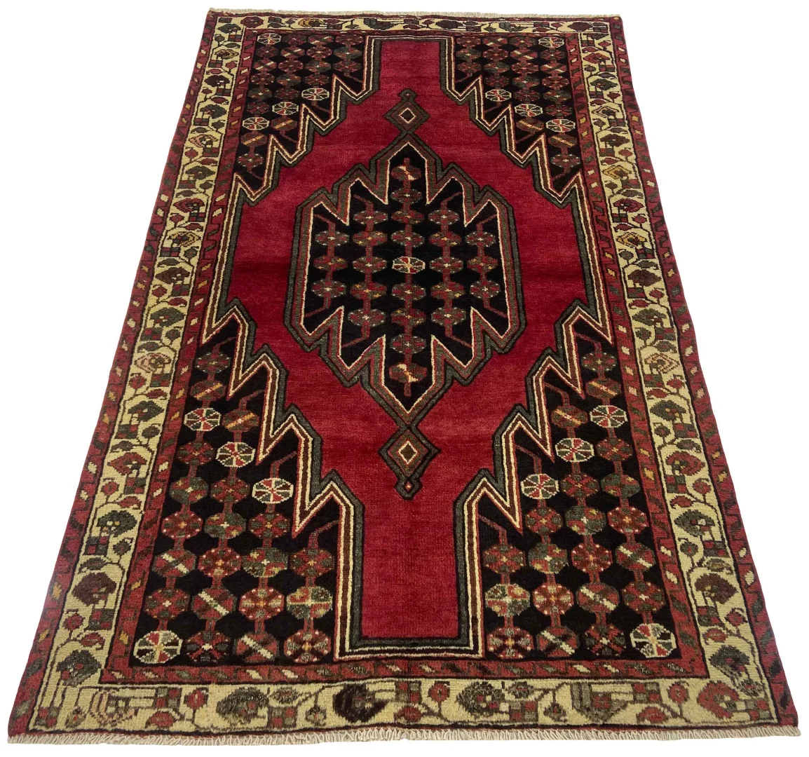 Hamadan Teppich 196 x 120 cm, ca. 100.000 - 350.000 Knoten/m², widerstandsfähig und vielfältig im Design, handgeknüpft, Perserteppich