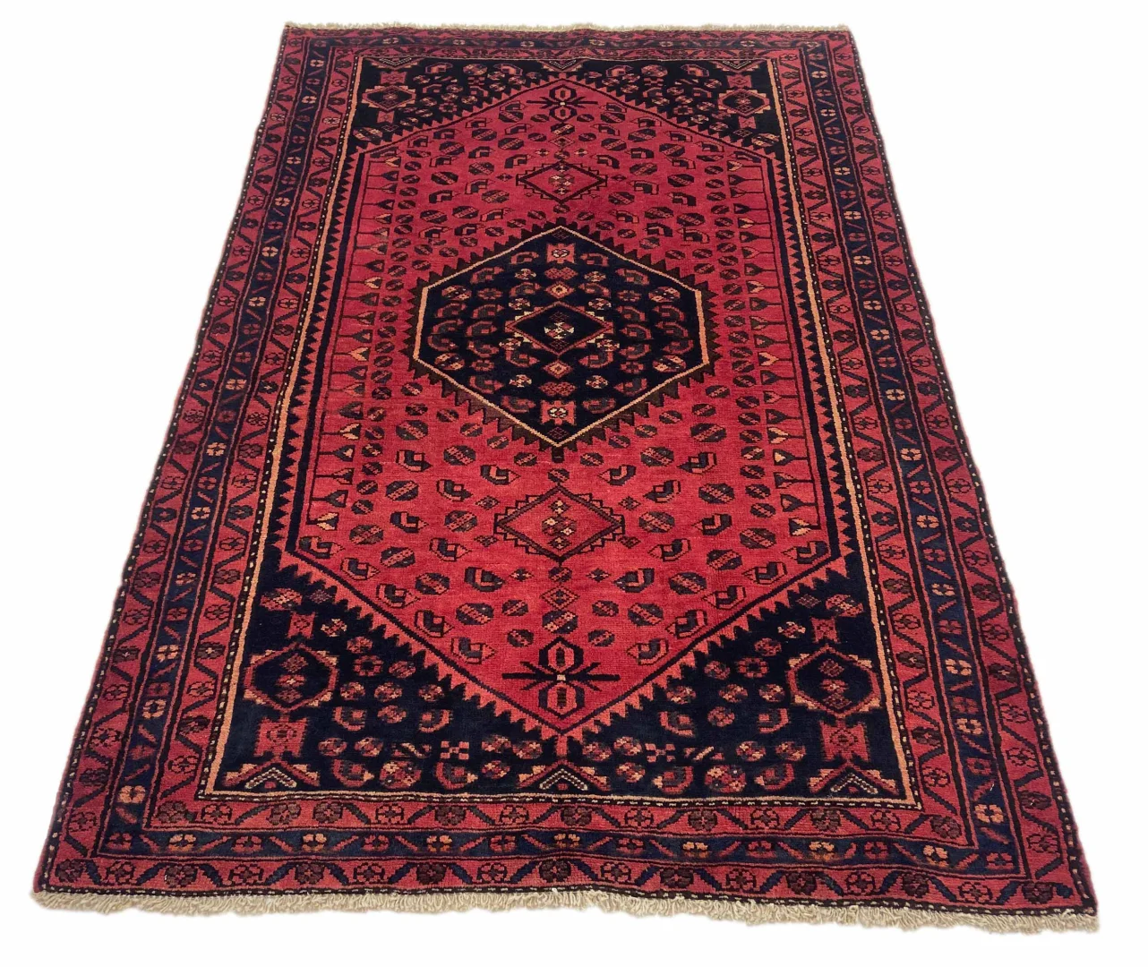 Hamadan Perserteppich 198 x 135 cm, Knotendichte 100.000 - 350.000 Knoten/m², widerstandsfähiges Wollmaterial, vielfältige Designs, handgeknüpft, Perserteppich