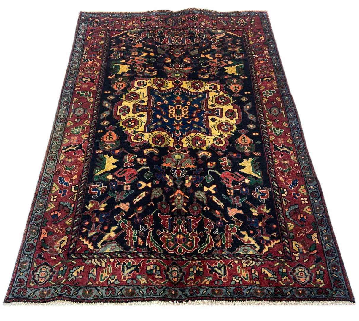 Hamadan Teppich 198 x 134 cm - Knotendichte 100.000 - 350.000 Knoten/m², vielfältiges Design, handgeknüpft, Perserteppich