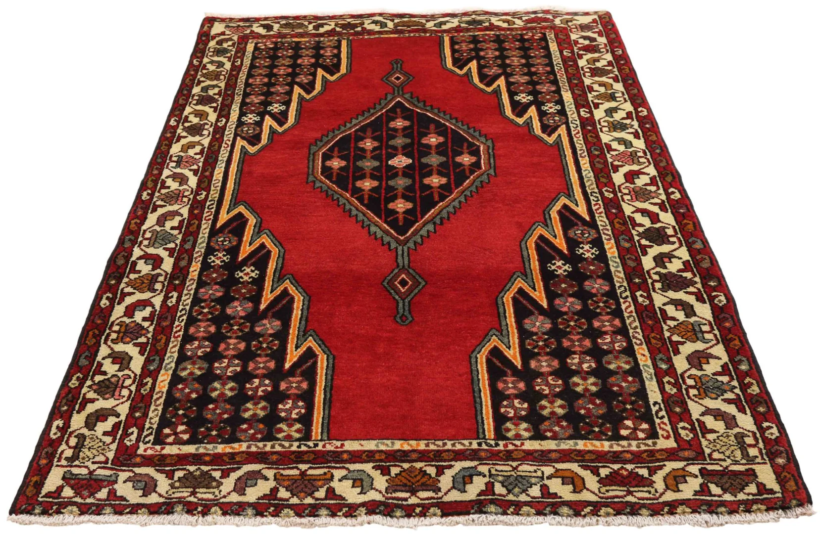 Hamadan Perserteppich 200 x 133 cm - Knotendichte 100.000 - 350.000 Knoten/m², widerstandsfähiges Wollmaterial, handgeknüpft