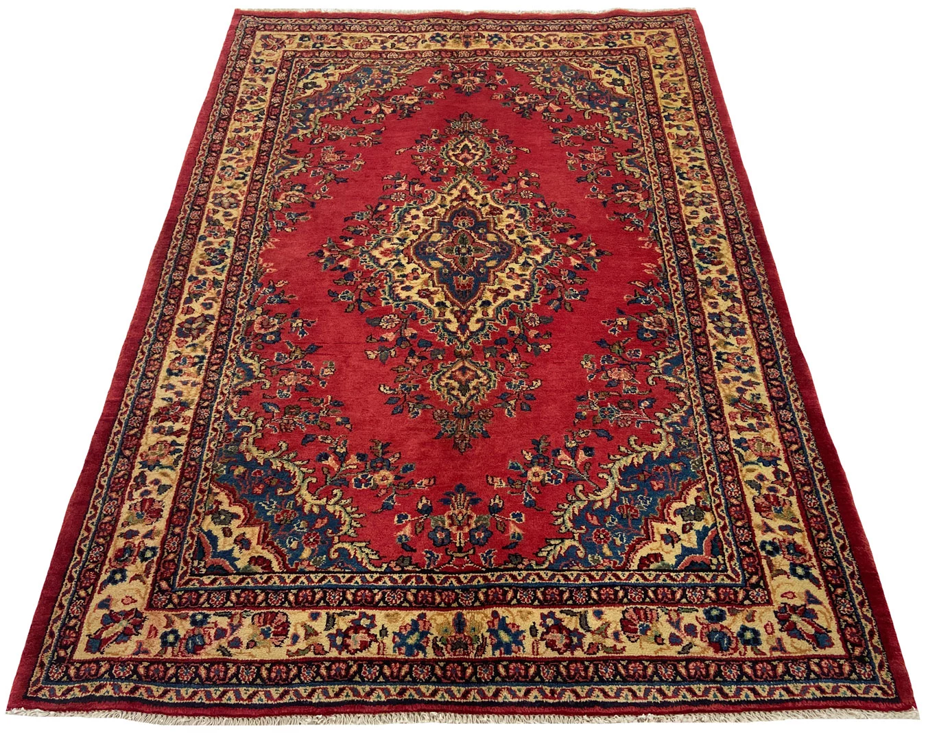 Hamadan Teppich 201 x 140 cm – ca. 100.000 - 350.000 Knoten/m², vielfältiges Design, handgeknüpft, Perserteppich