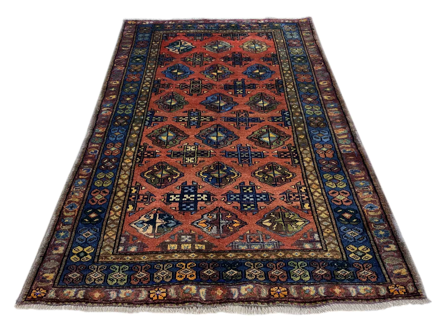 Hamadan Teppich 205 x 128 cm, Knotendichte 100.000 - 350.000, vielfältiges Design, handgeknüpft, Perserteppich