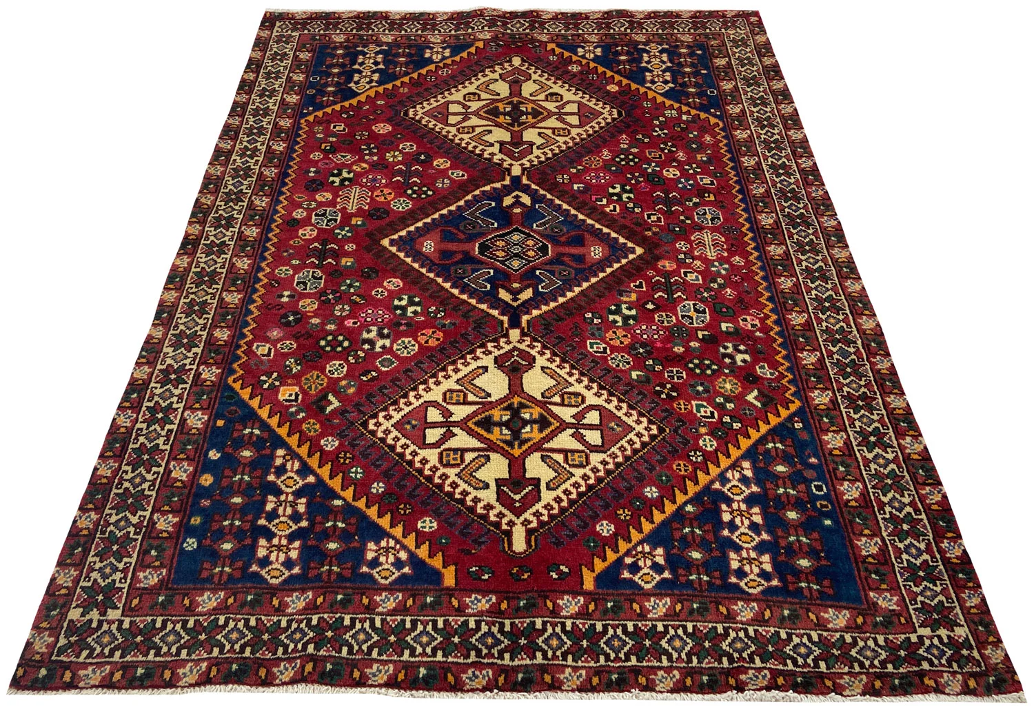 Hamadan Teppich 205 x 150 cm - Knotendichte 100.000 - 350.000 Knoten/m², widerstandsfähiges Wollmaterial, vielseitiges Design, handgeknüpft, Perserteppich