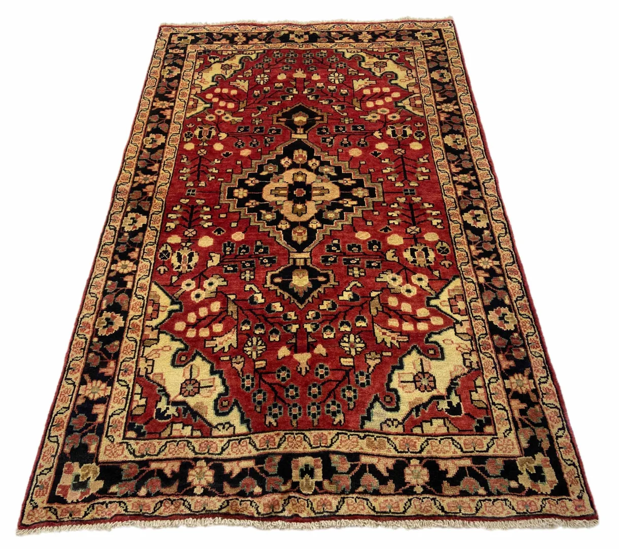 Hamadan Teppich 209 x 130 cm - Knotendichte 100.000 - 350.000 - Vielfalt im Design - handgeknüpft - Perserteppich