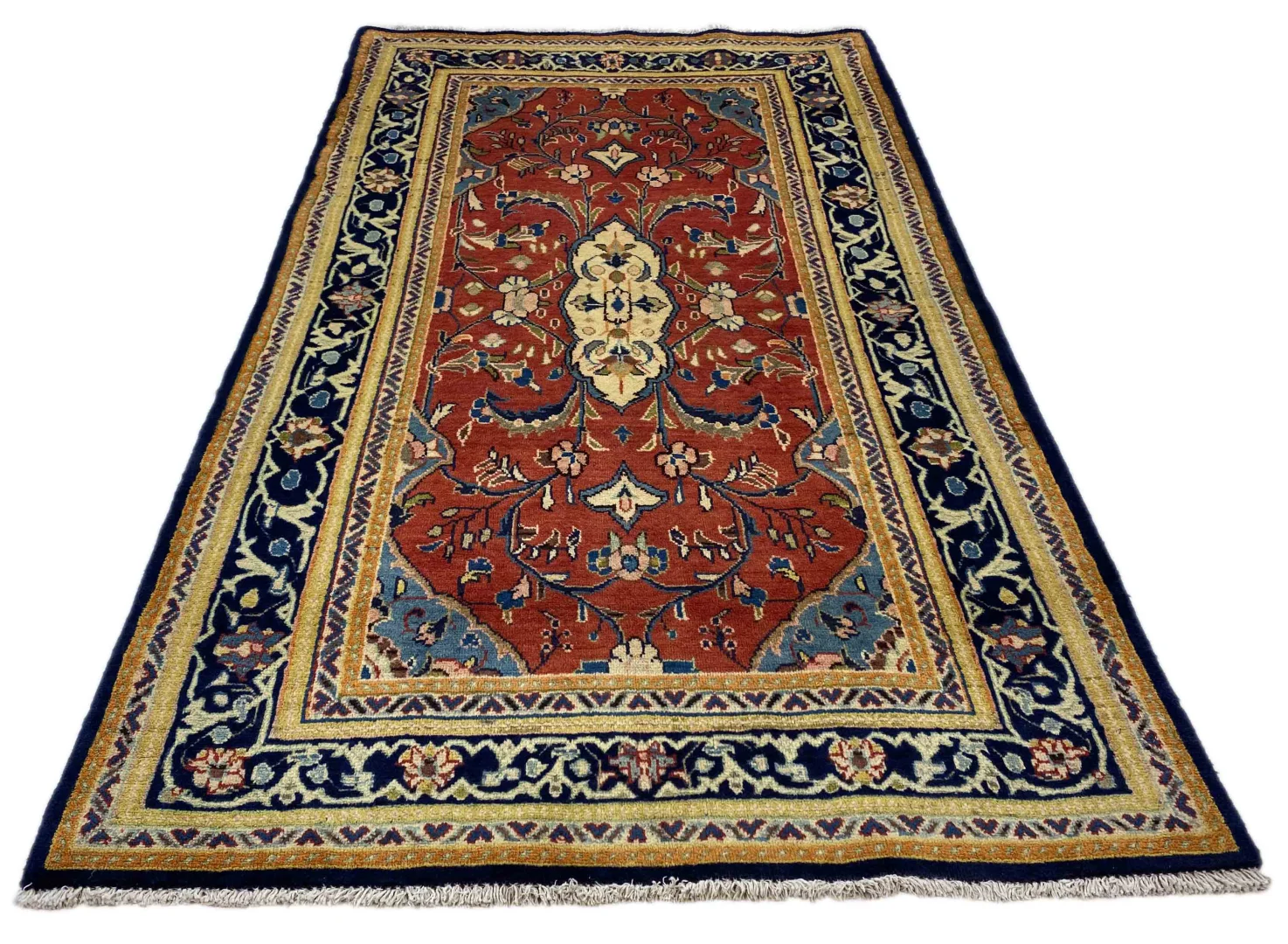 Hamadan Teppich 212 x 122 cm, ca. 100.000 - 350.000 Knoten/m², widerstandsfähiges Wollmaterial, starke Designvielfalt, handgeknüpft, Perserteppich