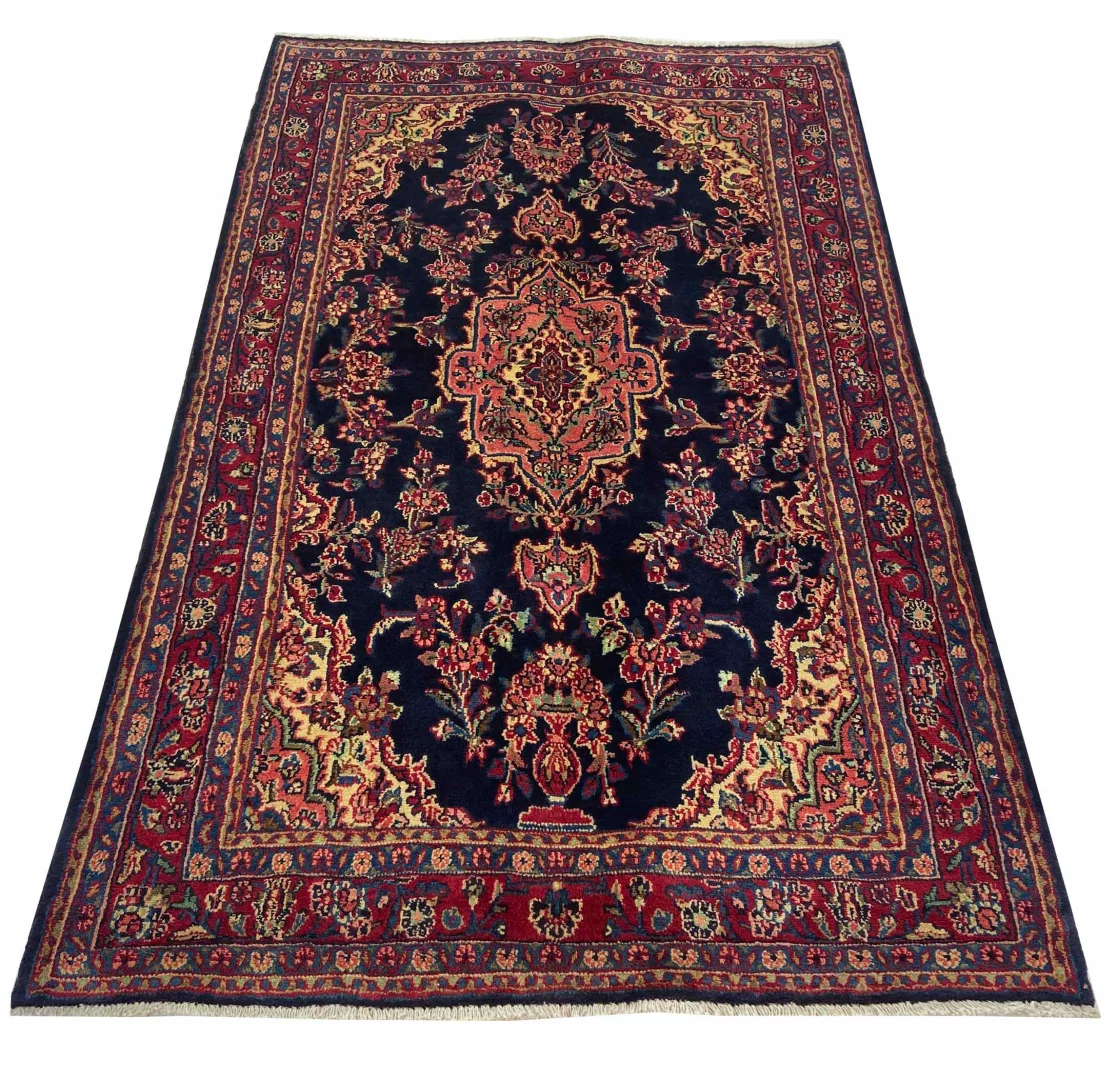 Hamadan Teppich 215 x 134 cm – 100.000 - 350.000 Knoten/m², widerstandsfähig und vielfältig im Design, handgeknüpft, Perserteppich