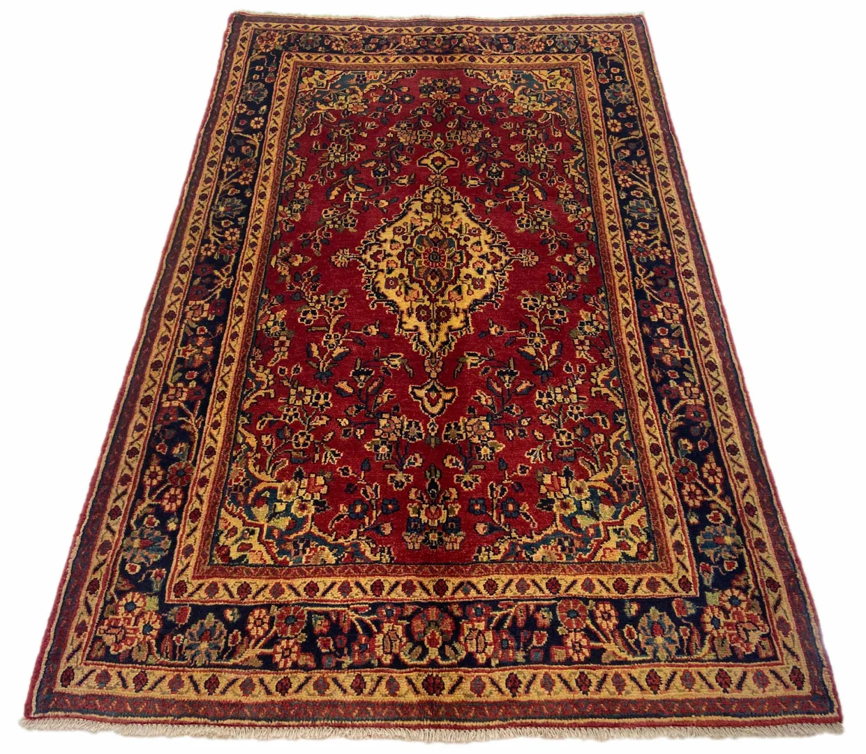Hamadan Teppich 215 x 135 cm, Knotendichte 100.000 - 350.000, vielfältiges Design, handgeknüpft, Perserteppich