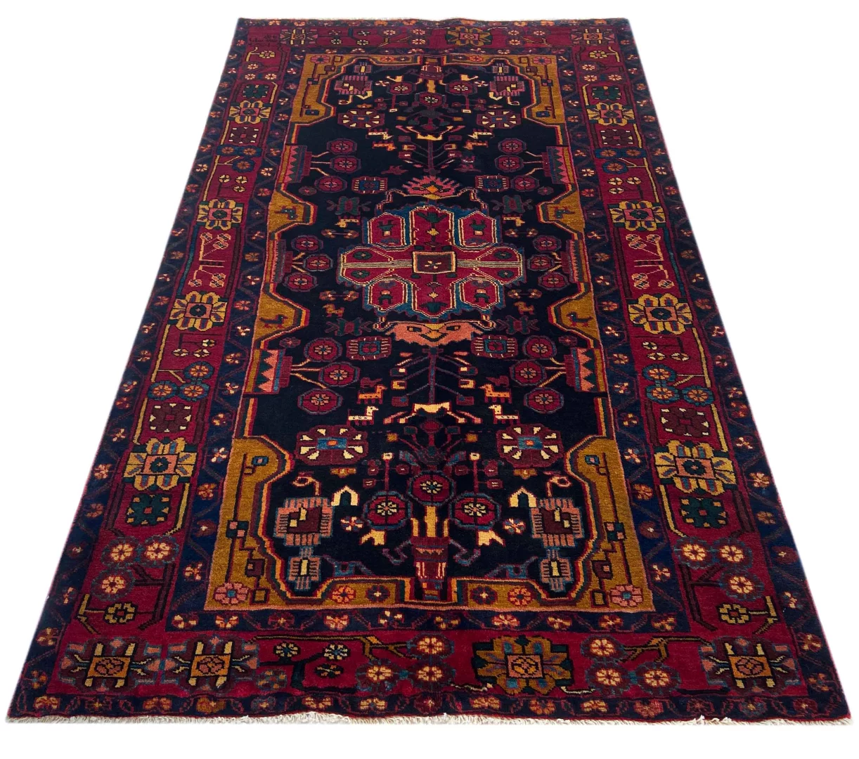 Hamadan Perserteppich 217 x 129 cm - Knotendichte 100.000 - Vielfältige Designs - handgeknüpft - Perserteppich