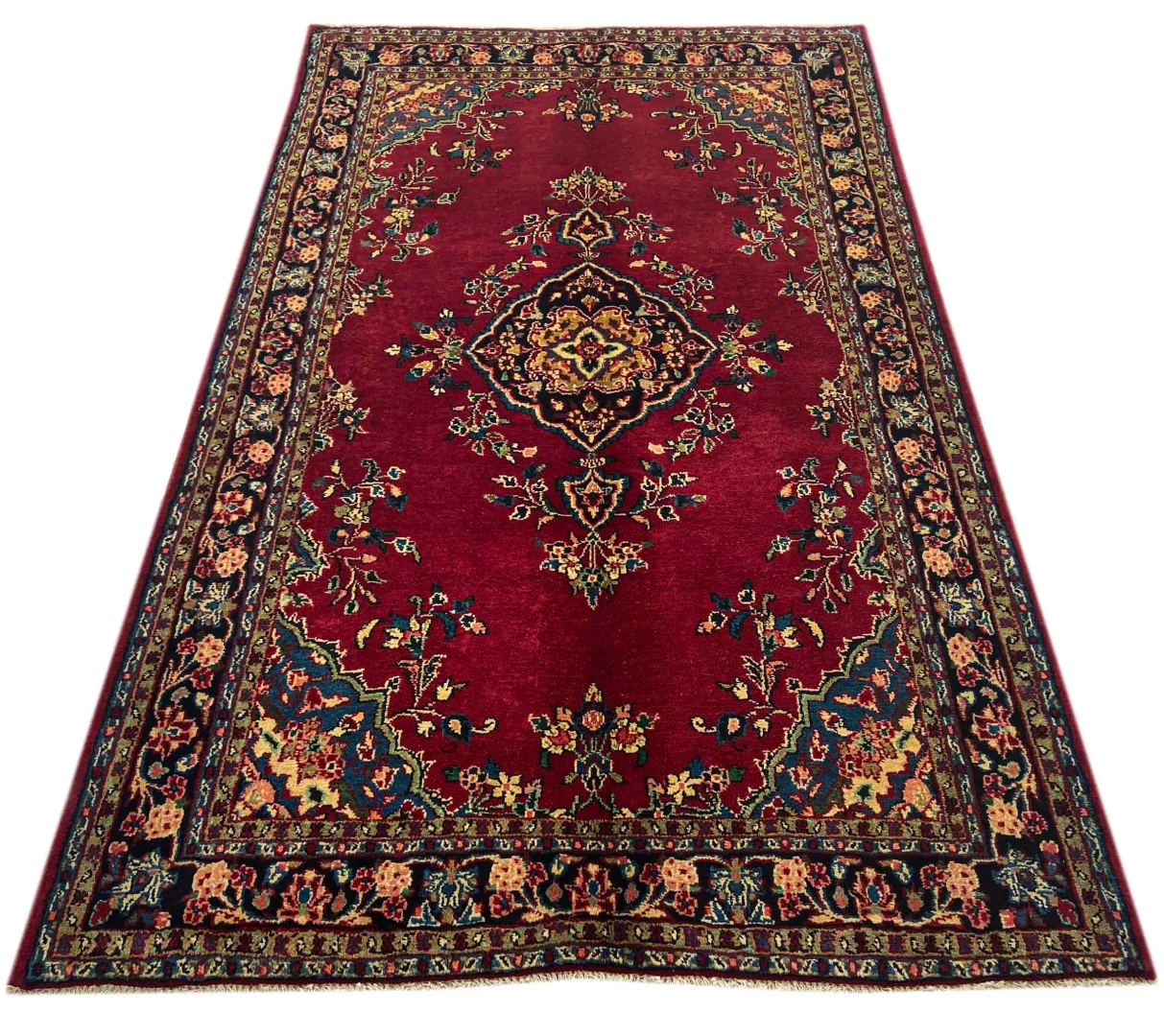 Hamadan Teppich 217 x 135 cm, ca. 100.000 - 350.000 Knoten/m², widerstandsfähiges Wollmaterial, starke Designvielfalt, handgeknüpft, Perserteppich