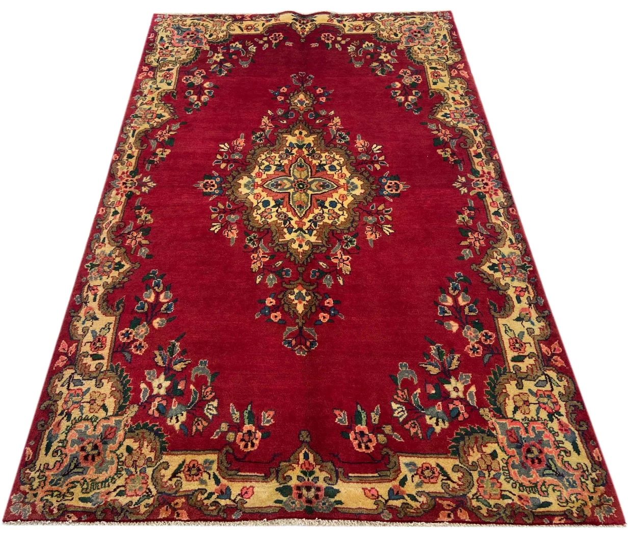 Hamadan Teppich 220 x 137 cm, Knotendichte 100.000 - 350.000, widerstandsfähiges Wollmaterial, starke Designvielfalt, handgeknüpft, Perserteppich