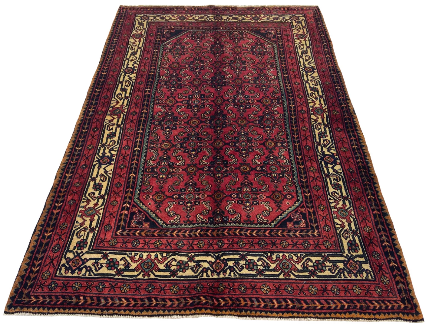 Hamadan Teppich 222 x 146 cm - Knotendichte 100.000 - 350.000 Knoten/m² - Vielfältiges Design - handgeknüpft - Perserteppich