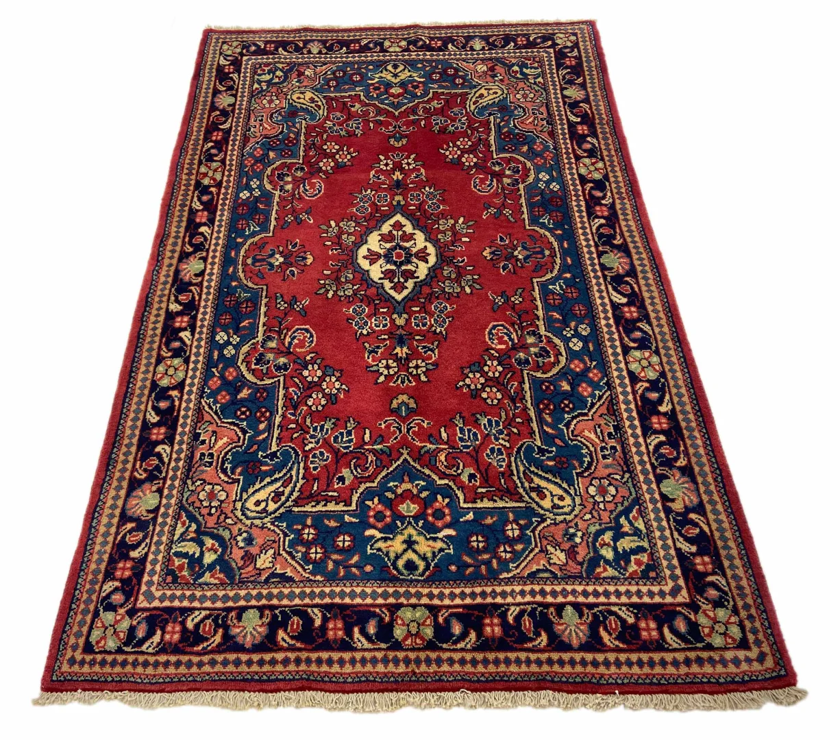 Hamadan Perserteppich 223 x 137 cm - ca. 100.000 - 350.000 Knoten/m², widerstandsfähiges Wollmaterial, vielfältiges Design - handgeknüpft, Perserteppich