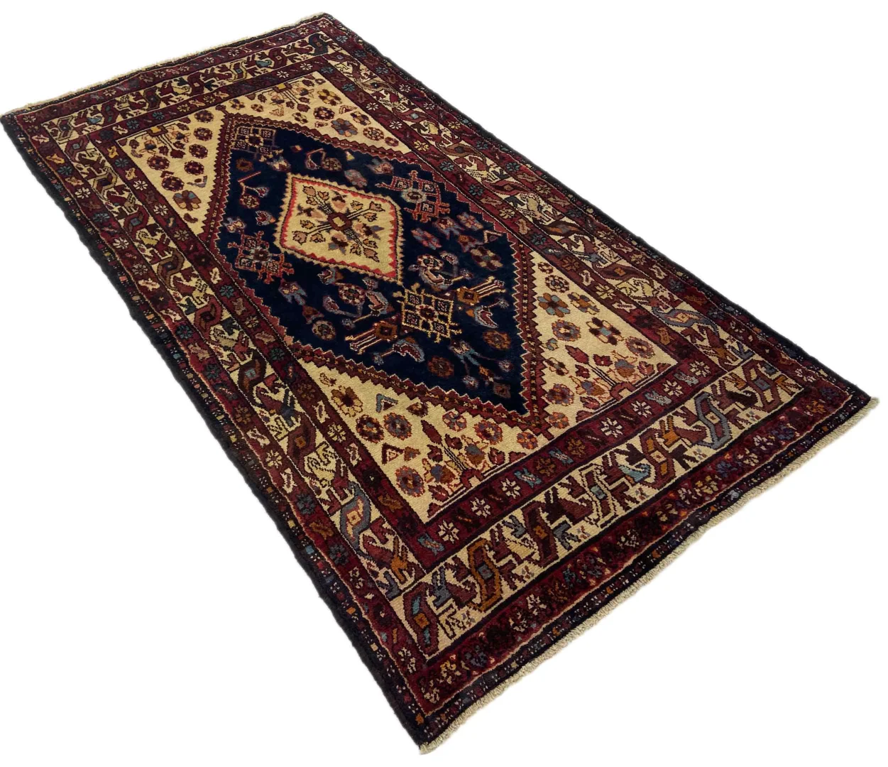 Hamadan Teppich 224 x 123 cm – Knotendichte 100.000 – 350.000 Knoten/m², widerstandsfähiges Wollmaterial, starke Designvielfalt, handgeknüpft, Perserteppich