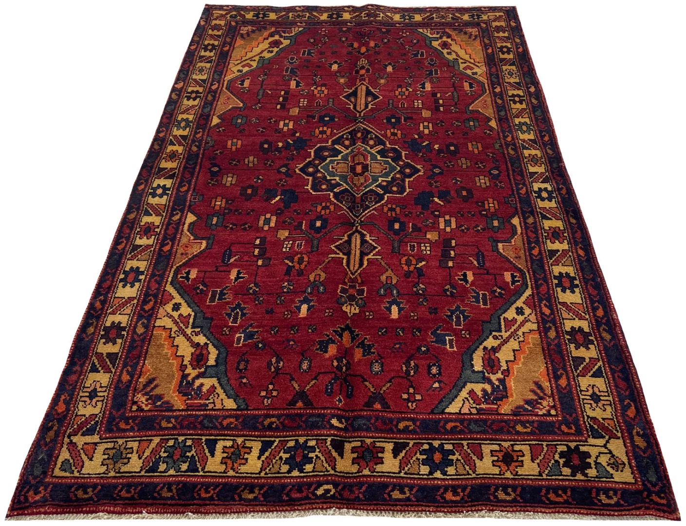 Hamadan Teppich 228 x 138 cm – ca. 100.000 – 350.000 Knoten/m², widerstandsfähiges Wollmaterial, starke Designvielfalt – handgeknüpft, Perserteppich