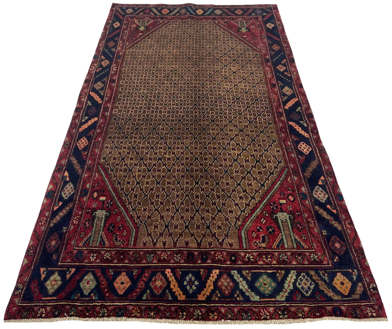 Wunderschöner Hamadan Teppich 252 x 135 cm, ca. 100.000 - 350.000 Knoten/m², vielfältiges Design, handgeknüpft, Perserteppich