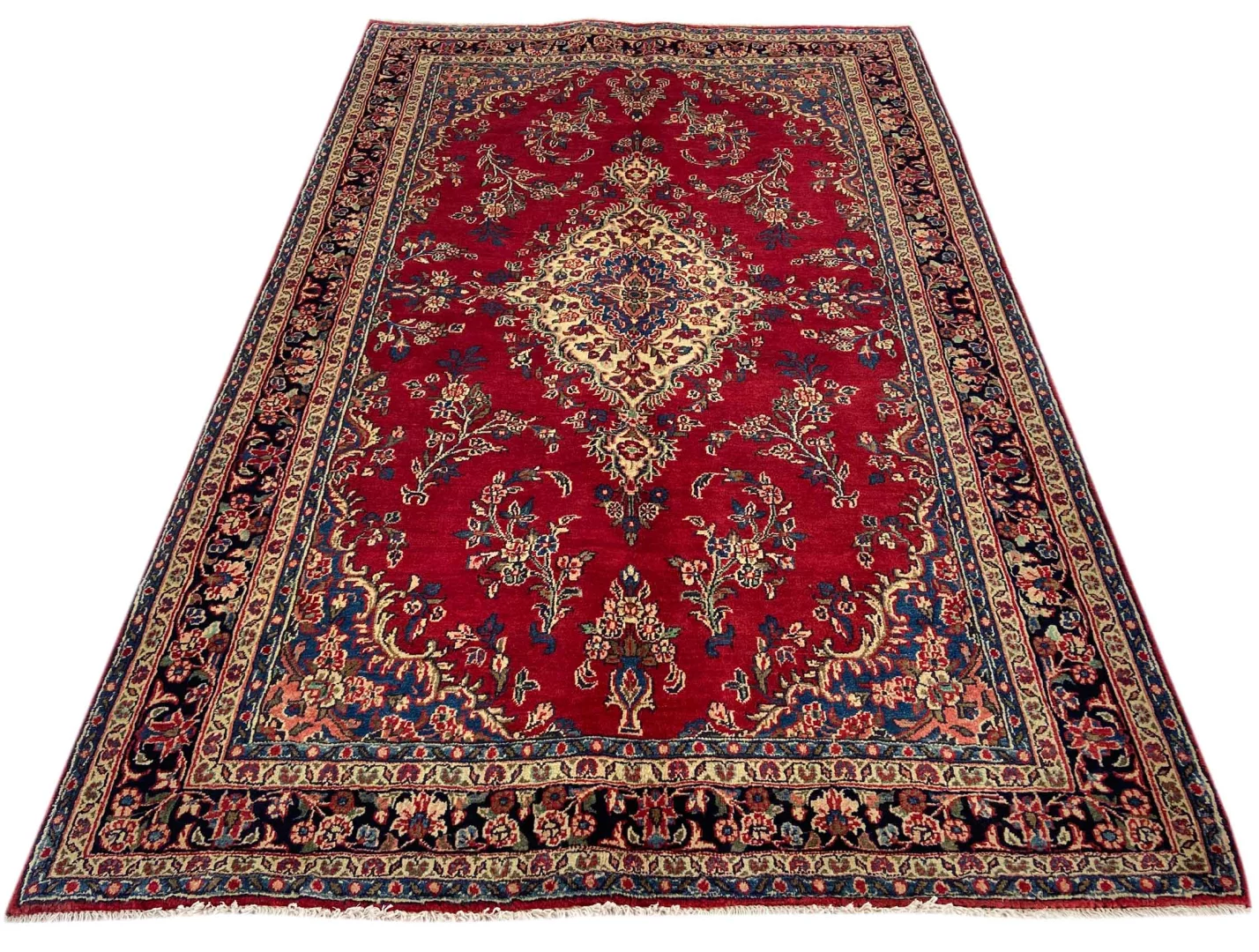 Hamadan Teppich 264 x 164 cm – ca. 100.000 - 350.000 Knoten/m², widerstandsfähiges Wollmaterial, starke Designvielfalt, handgeknüpft, Perserteppich