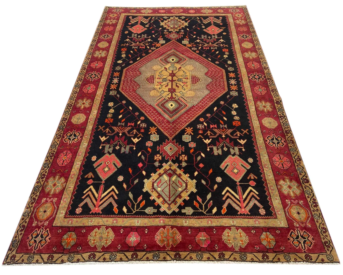 Hamadan Teppich 278 x 160 cm, Knotendichte 100.000 - 350.000 Knoten/m², widerstandsfähiges Wollmaterial, starke Designvielfalt, handgeknüpft, Perserteppich