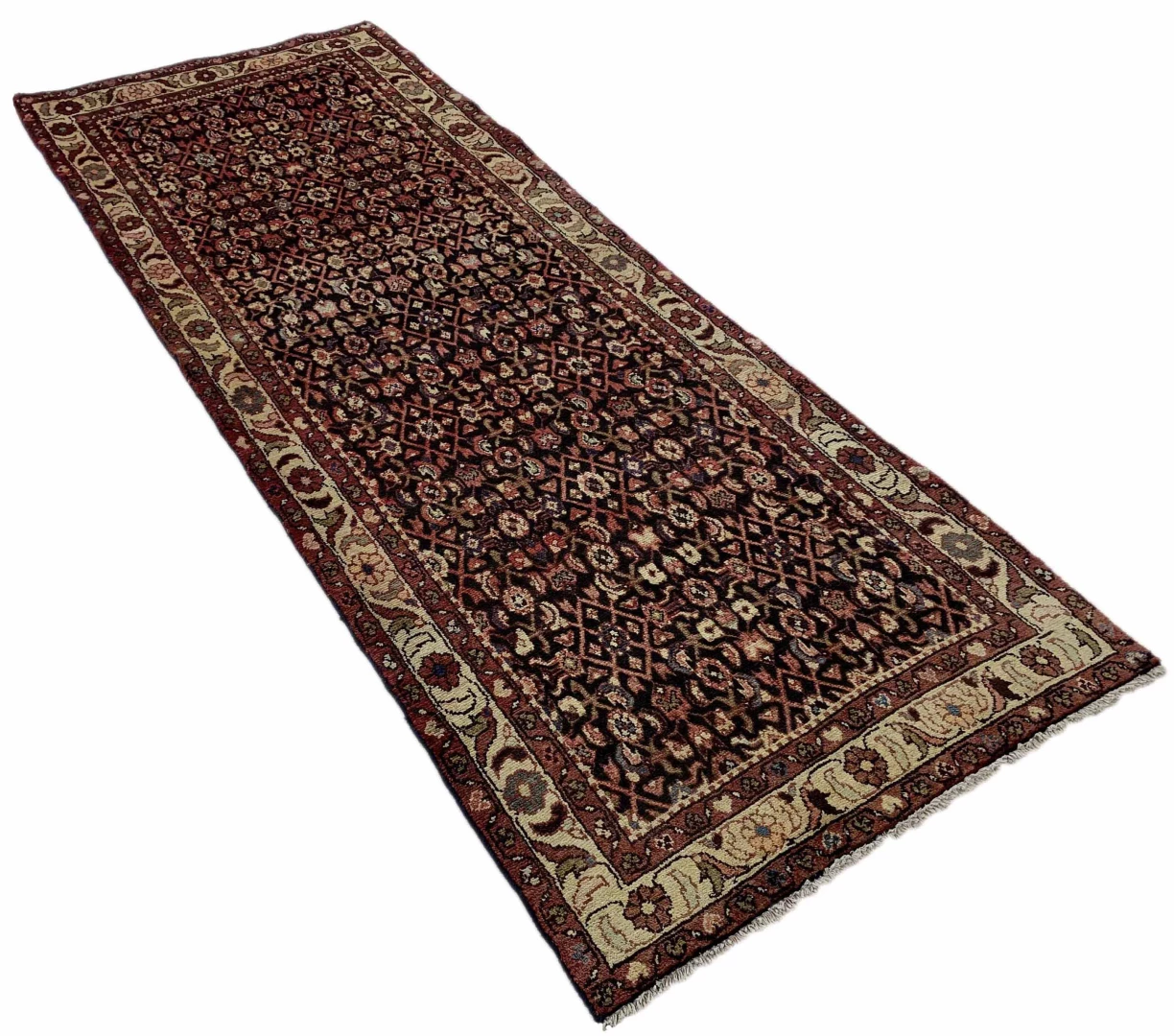 Hamadan Perserteppich 280 x 105 cm - Knotendichte 100.000 - 350.000 Knoten/m² - Widerstandsfähiges Wollmaterial - handgeknüpft
